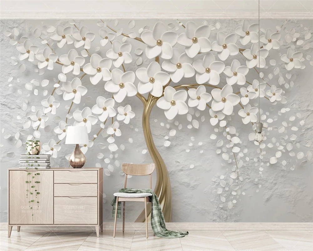 Beibehang Custom 2019 New Small Wallpaper Home Decoration Fresh Mint White  Flower Embossed Background Papel De Parede Wall Paper - Wallpapers -  AliExpress