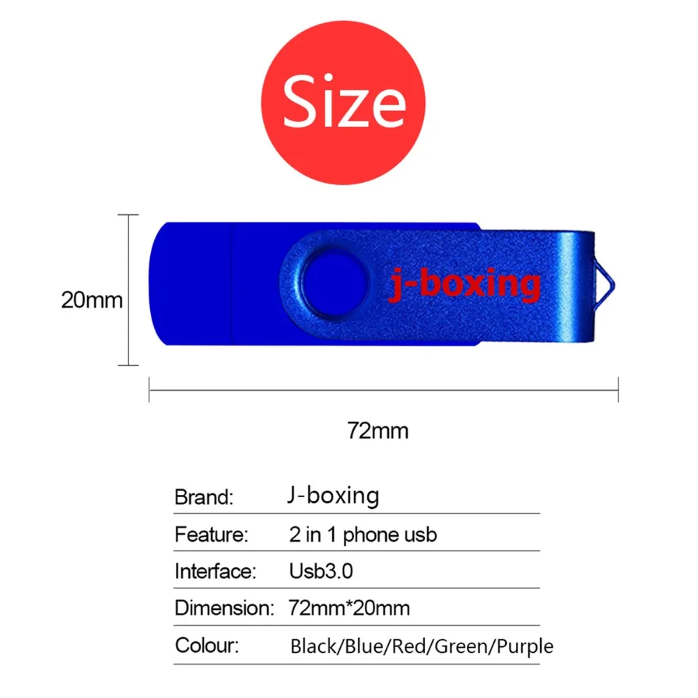 J-boxing 64 Гб OTG флеш-накопитель USB 3,0 высокоскоростной двойной порт Micro USB Memory Stick для ПК MacBook Tablet huawei Xiaomi Pendrive