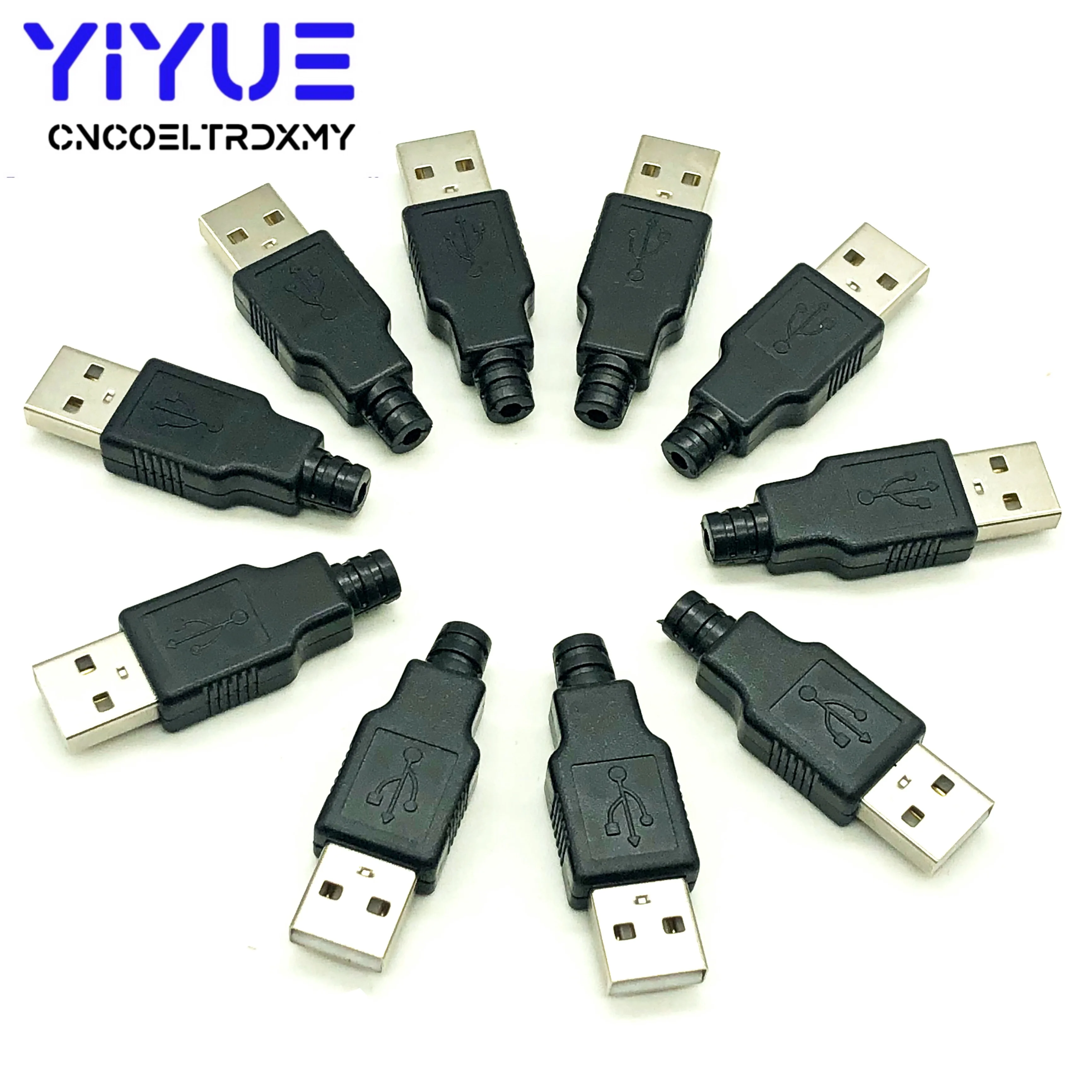10 шт. 4 контактный разъем USB Type A папа с черной пластиковой крышкой|Соединители| |