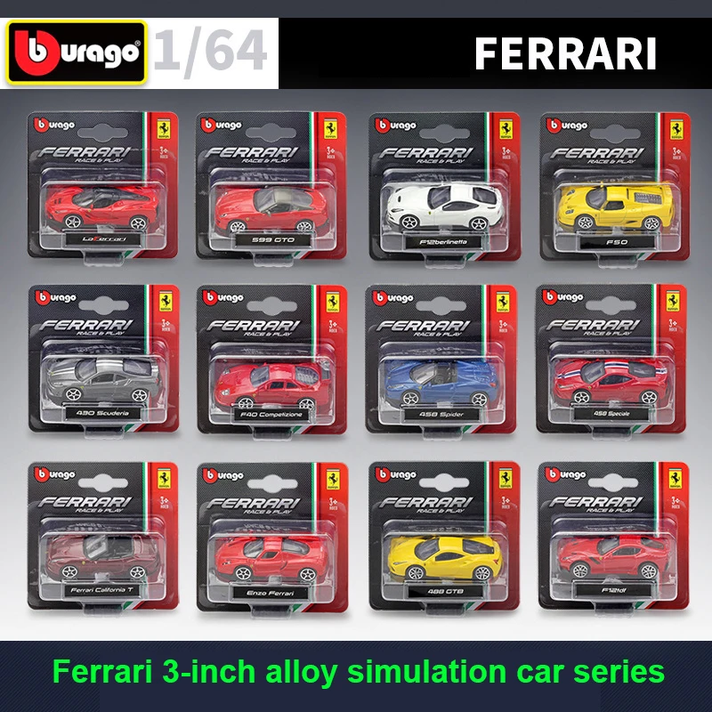 Bburago Diecast 1:64 Scale Ferrari Classic Simulator Metal Sports Car Model Racing Car Alloy Toy Car For Kids Gift Collection