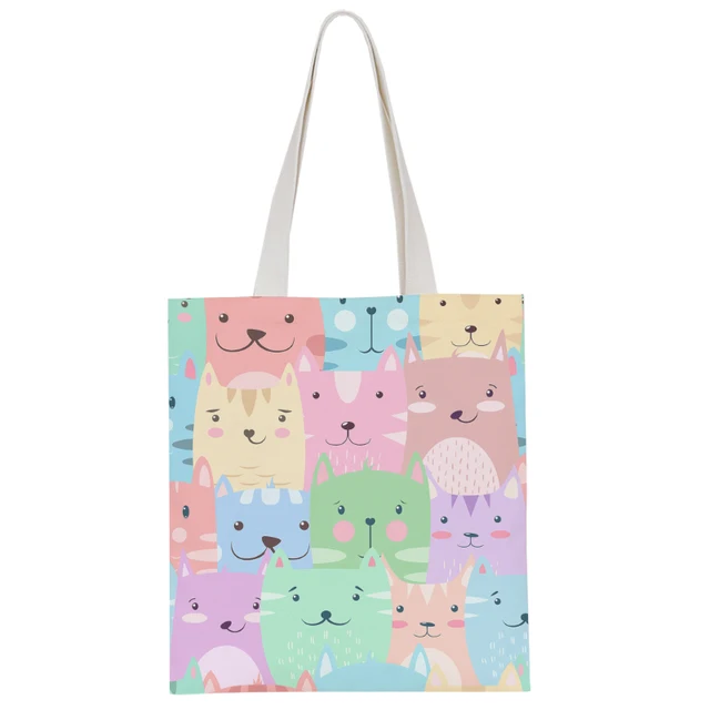 New Fashion Ladies Canvas Shoulder Bag Cute Animal Pink Sweet Girl Handbag Casual Harajuku Light Storage Bag Funny Shopping Bag style9