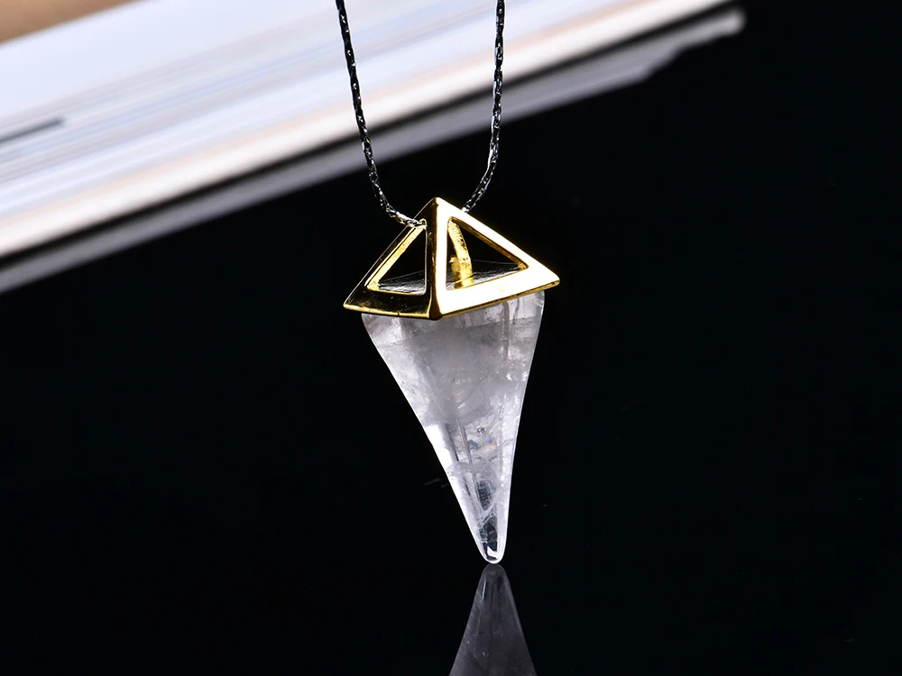 1 шт. натуральный с украшением в виде кристаллов минеральная украшения конический Пирамида кулон Благородный Мода пара подвески, ожерелья; отличный подарок;