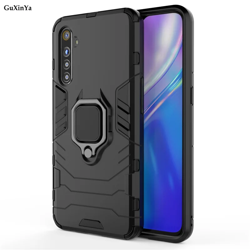 Darkblack Чехол для телефона Realme XT чехол s Роскошная Броня крышка с магнитным кольцом для OPPO Realme XT Fundas Realme X2/Realme K5/XT 730G Coque 6,4" - Цвет: Darkblack