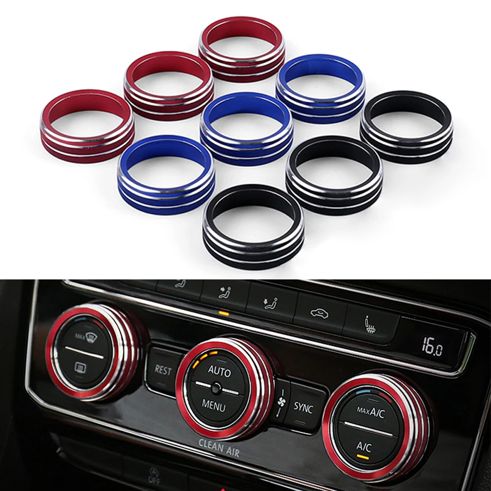 Car Air Conditioner Trim 3Pcs Auto Car AC Control Ring For VW Tiguan Atlas T-roc Ateca FR Passat B8 Variant