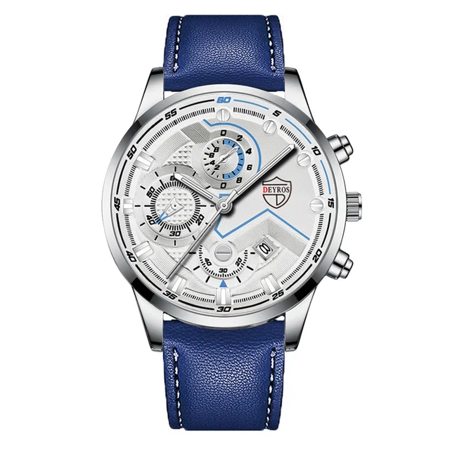 часы мужские Luxury Mens Quartz Stainless Steel Mesh Belt Casual Watches Men Leather Business Date Luminous Watch reloj hombre Leather Silver White