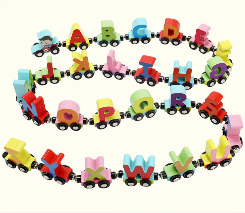 Trem de Madeira Anos de Idade Letras Inglês Pequeno Brinquedos Crianças 1-3 Quebra-cabeça Cognitivo Magnéticas Carro Educação Precoce Mwz 26 3 Computers & Electronics