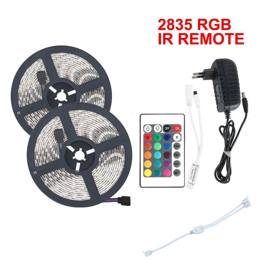 RGB Светодиодная лента светильник SMD 2835 5 м Водонепроницаемая RGB лента 12В лента Диодная Светодиодная лента s светильник Гибкая полоса лампа ИК wifi контроллер - Испускаемый цвет: 10m  IR Controller
