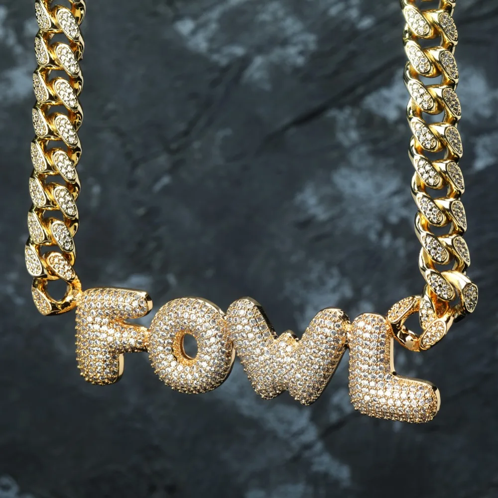 GUCY Custom Name Bubble кулон из букв& ожерелье Шарм мужские CZ хип хоп ювелирные изделия с золотым серебром теннисная цепочка для подарка