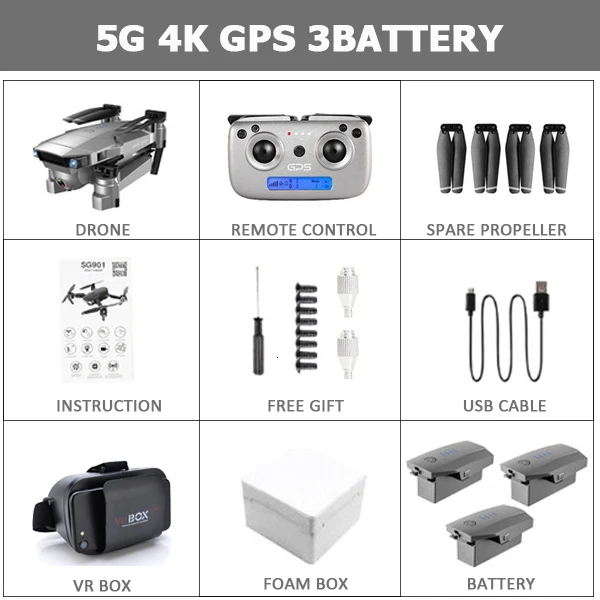 SG907 Квадрокоптер gps Дрон с 4K HD двойной камерой Широкий угол анти-встряхивание Wi-Fi FPV RC складные дроны Профессиональный gps Follow Me - Color: 4K 3B VR BOX