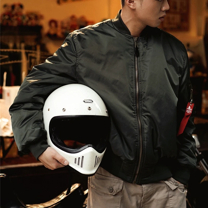 

DAFEILI Military MA1 Nylon Padded Windproof Winter White Men Bomber Jacket Quilted Flight Jacket Unisex