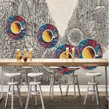 

milofi factory custom wallpaper mural 3D three-dimensional coffee bar trend wall painting background wall