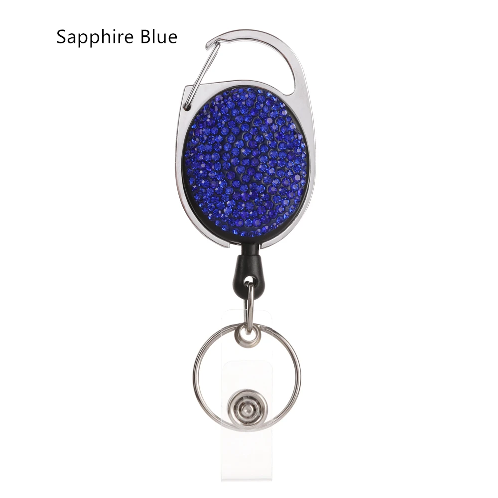 Style4-sapphire blue 1 шт., унисекс, ID значок, ремешок, бирка с именем, выдвижная катушка, тяга, брелок, держатель для карт, зажим для ремня, прочное кольцо для ключей, сумка, зажим для цепи - Цвет: Style4-sapphire blue