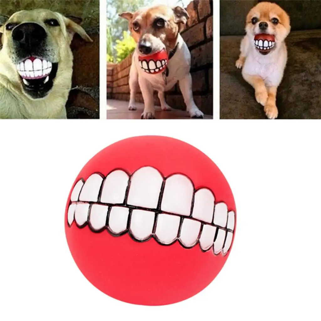 Vinyl Dog Squeaker Chew Fetch Ball Toy 9cm for Dogs Red/Orange/Rose Red/Blue