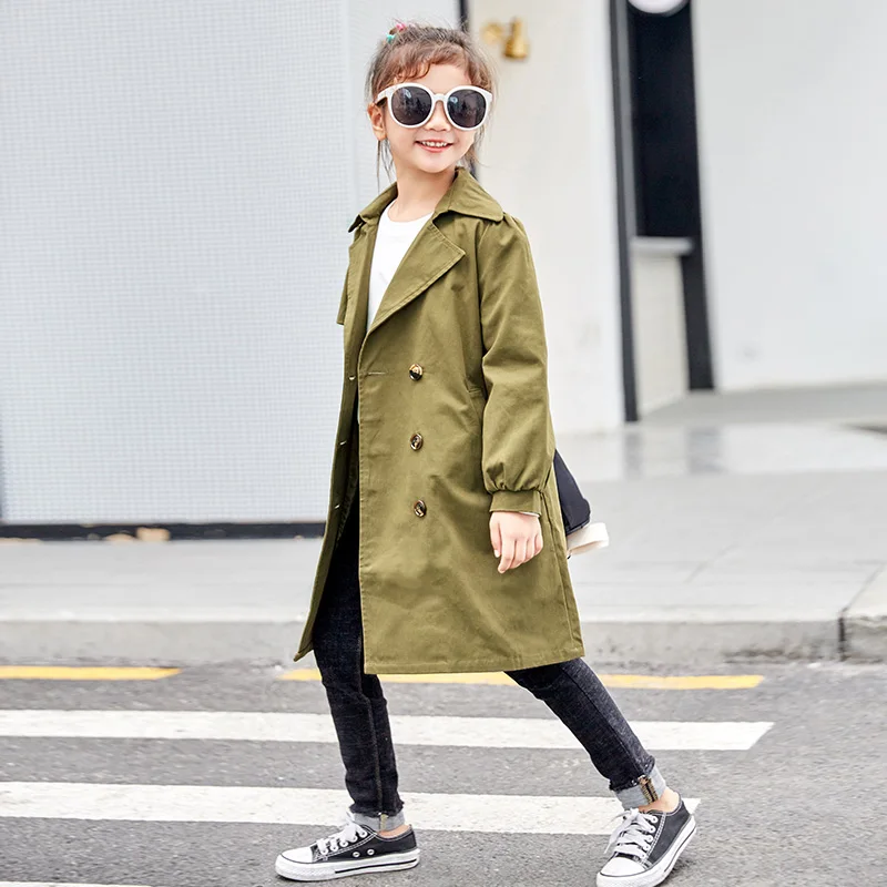 Girls Trench Coats Double Breasted Jackets For Girls Clothing Tops Kids Windbreaker Spring Autumn Outerwear for Girl Students