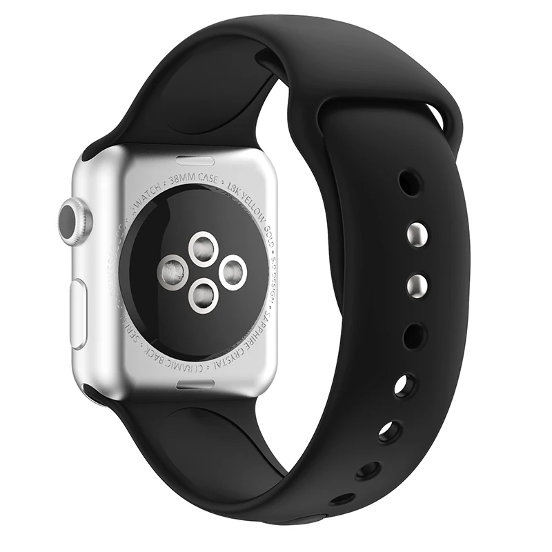 Мягкий силиконовый спортивный ремешок для Apple Watch 5 4 3 2 1 38 мм 42 мм ремешки резиновый ремешок для часов Iwatch series 4 5 40 мм 44 мм
