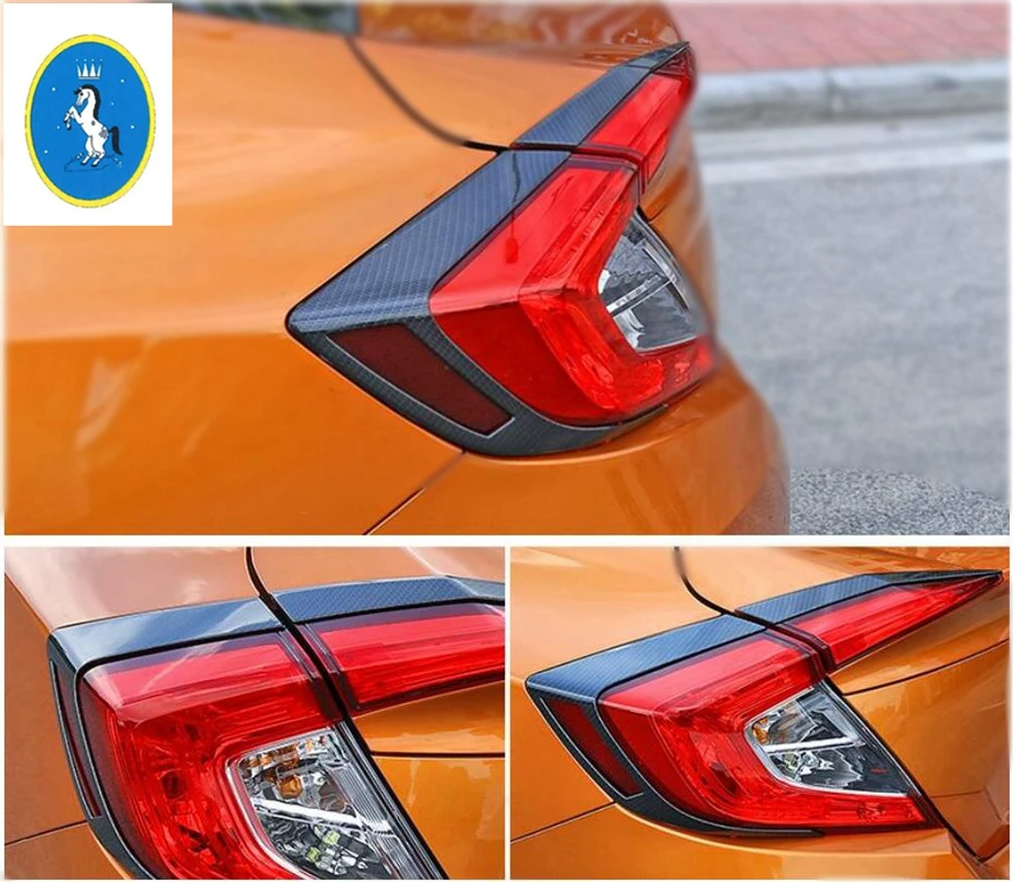 

Yimaautotrims авто аксессуары багажник Задние задние фонари для бровей Крышка для век Накладка для Honda Civic 2016 2017 ABS углеродного волокна вид