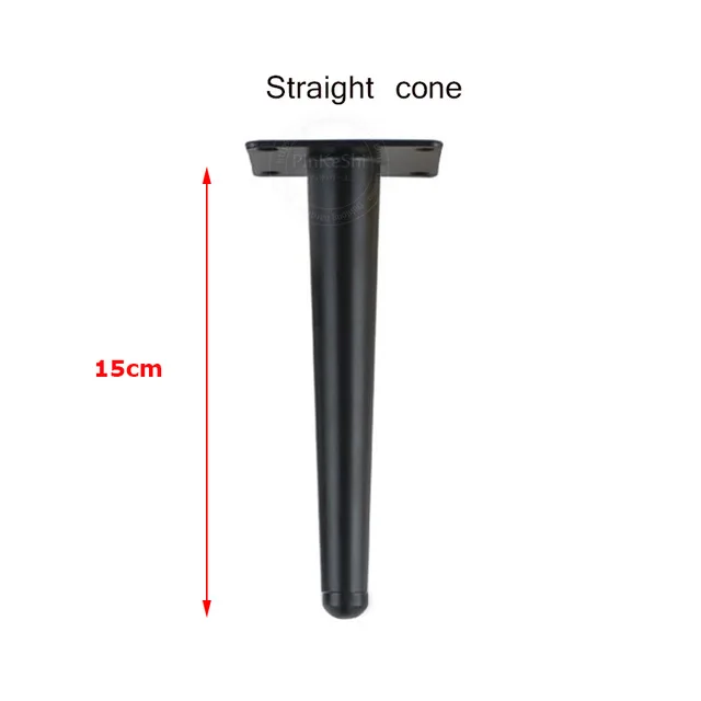 black straight 15cm 4 шт. металлическая мебель ножки стола оборудования зауженные золотая для шкафа ноги шкаф шкафы кофе конуса для ножек стула 15/20/25/30 см - Цвет: black straight 15cm
