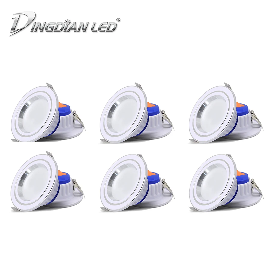 

DINGDIAN LED 6Packs/lot 220V Downlight Spot Light 3 Colors Changing 7W Recessed Mount Energy Saving Bedroom Kitchen Indoor