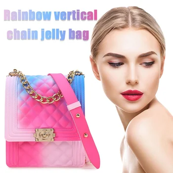 

Summer Mini Crossbody Bags for Women 2020 Rainbow Color PVC Jelly Bag Women's Handbags and Purses Graffiti Messenger Phone Bags