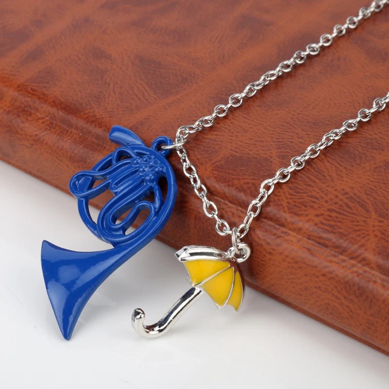 TV Series HIMYM How I Met Your Mother Pendant Necklace Blue French Horn Yellow Umbrella Charm Choker Gift For Fans | Украшения и