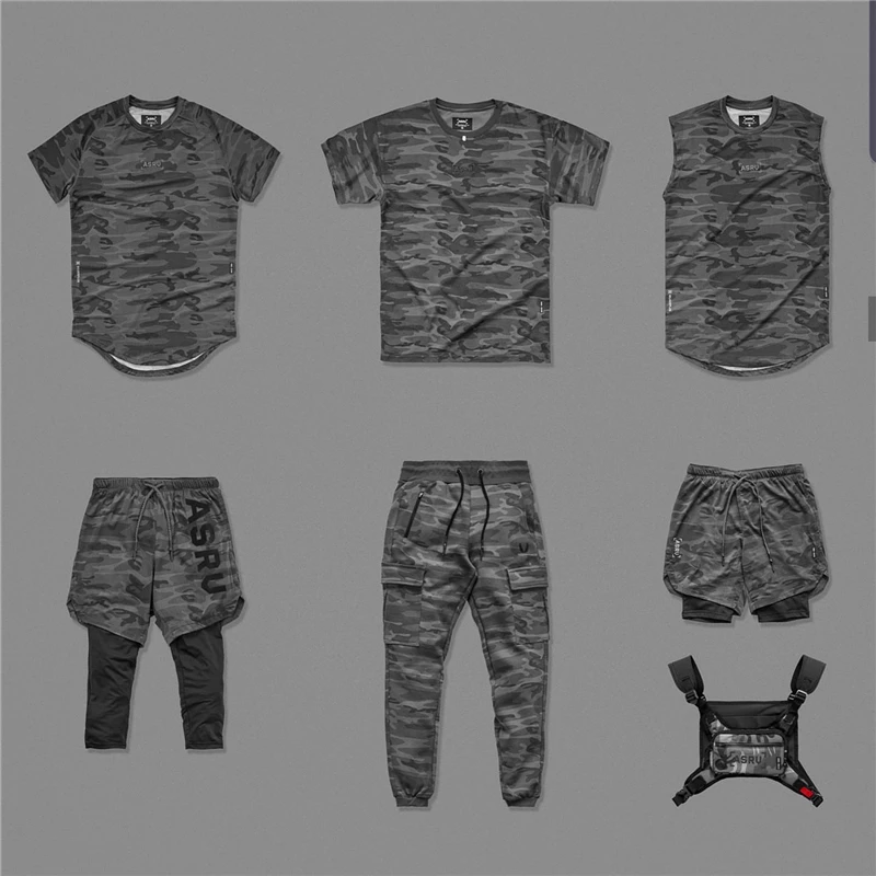2020 New Camouflage Men 2 in 1 Running Shorts Jogging Gym Fitness Training Quick Dry Beach Short Pants Male Summer Sport Workout