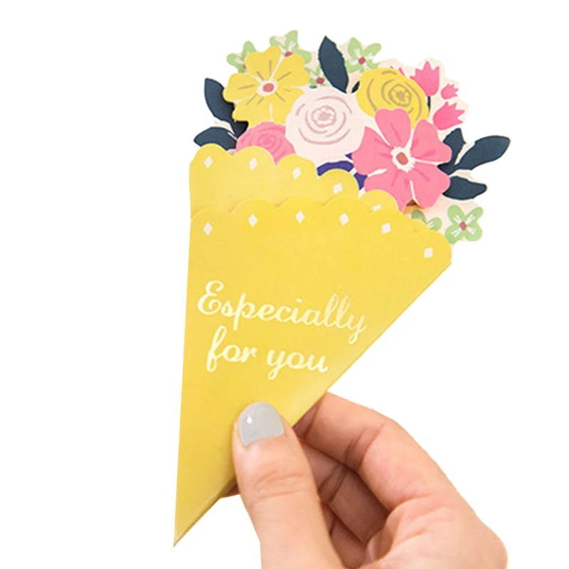 20 Pcs Flowers Greeting Card with Envelope Kawaii Holiday/ Birthday Greeting Message Card New Year Gift Cards Wedding Invitation - Цвет: Yellow
