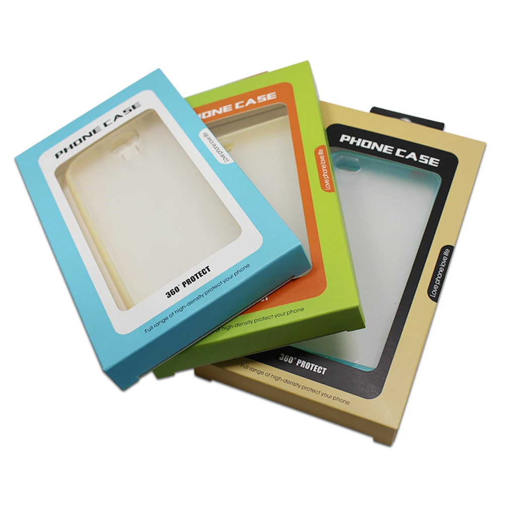 

50PCS 9*16*1.5cm Colorful Phone Case Packaging Boxes for Phone Shell Paper Mobile Phone Packing Box With Plastic Clear Window