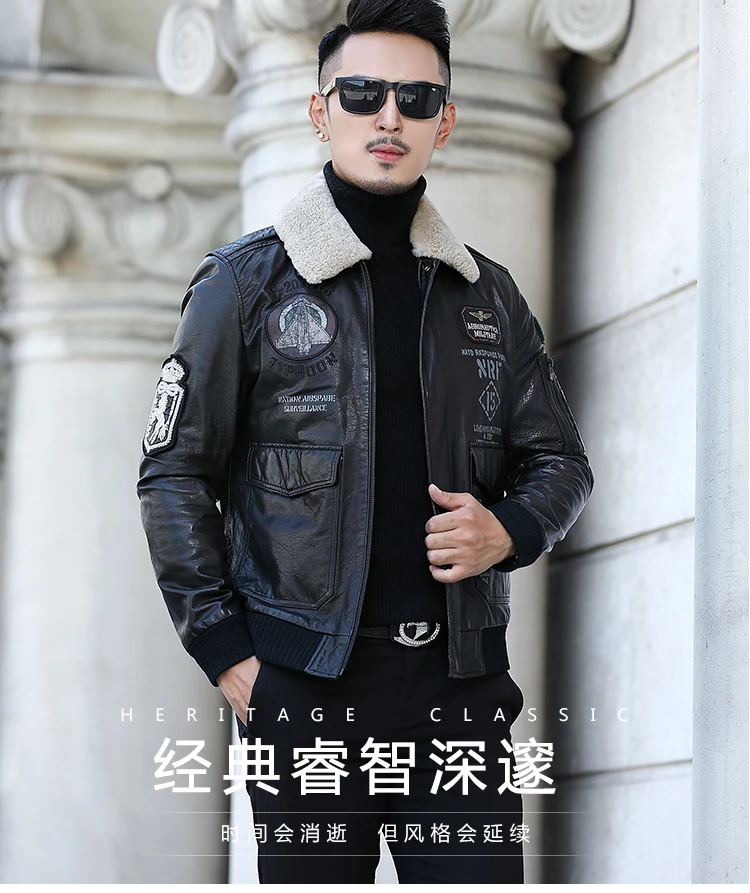 Haining, натуральная кожа, одежда для мужчин, мотоцикл, отложной воротник, овчина, натуральная кожа, куртка для мужчин, плюс хлопок, кожа Coa