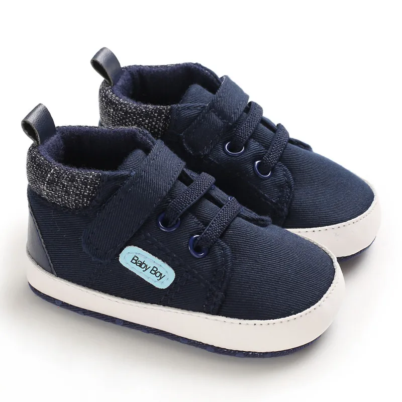 Spring Autumn Winter New Baby Boys Sneaker Leisure Canvas Comfortable Solid Color Warm Anti-Slip Soft Soled First Walkers Shoes - Цвет: Deep Blue