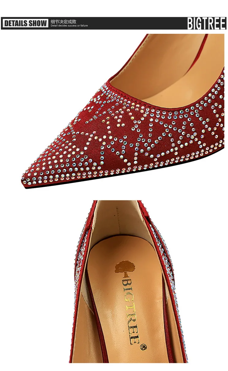 BIGTREE tacones altos mujer; пикантная обувь больших размеров; женские туфли на высоком каблуке со стразами; topuklu ayakkabi bayan; женские туфли-лодочки на шпильке