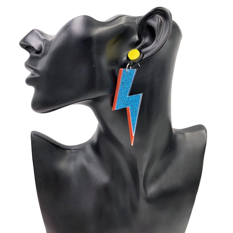 Блестящие акриловые Лоскутные молнии Большие серьги гвоздики европейские женские длинные геометрические ночной клуб преувеличенные ювелирные изделия