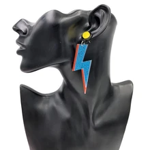 Блестящие акриловые Лоскутные молнии Большие серьги гвоздики европейские женские длинные геометрические ночной клуб преувеличенные ювелирные изделия