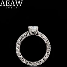 AEAW Твердые 10 к 14 к 18 белого золота Роскошные 1.0ct 6,5 мм Помолвочное, обручальное кольцо Moissanite кольцо полное развлечение алмазный обруч для женщин