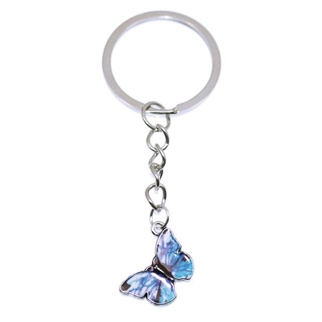 Styles Enamel Colorful Butterfly Pendant Keychain Insects Car Key Rings Women Bag Accessories Jewelry Christmas Xmas Gifts