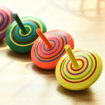 

Multicolor Wooden Spinning Top Toy Handmade Painted Wooden Toys Perfect Balance Desktop Toy, Pack Of 10