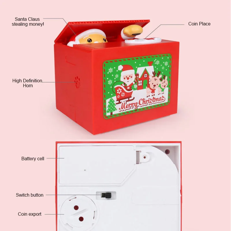 Рождественская Копилка Санта кража монета копилка для хранения монет горшок Рождество Высокое качество