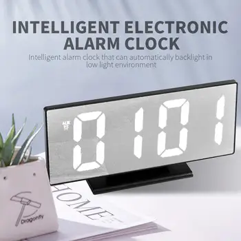 

Multi-Functional LED Display Mirror Surface Gift Horologe Time Timepiece Alarm Clock Multicolo Timer Kitchen Home Prompt Remind
