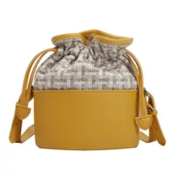 Новая сумка на плечо сумка для Для женщин 2019 модные Винтаж из искусственной кожи с завязками женская сумка через плечо со вставками Сумки