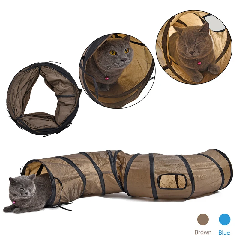 120cm S Funny Pet Tunnel Cat Playing Tunnel Brown Foldable 1 Hole Cat Tunnel Cat Toy 3