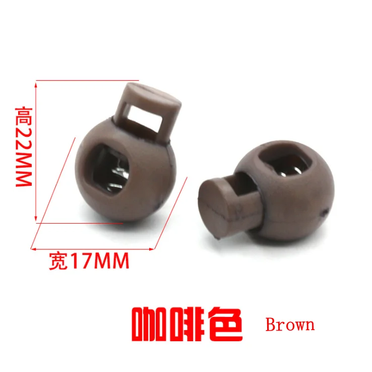 Brown 60 шт./партия 25 цветов пластиковые цветные круглые шаровые Блокировка шнура пружинный фиксатор для 8 мм амортизационный шнур K-355 - Цвет: Brown