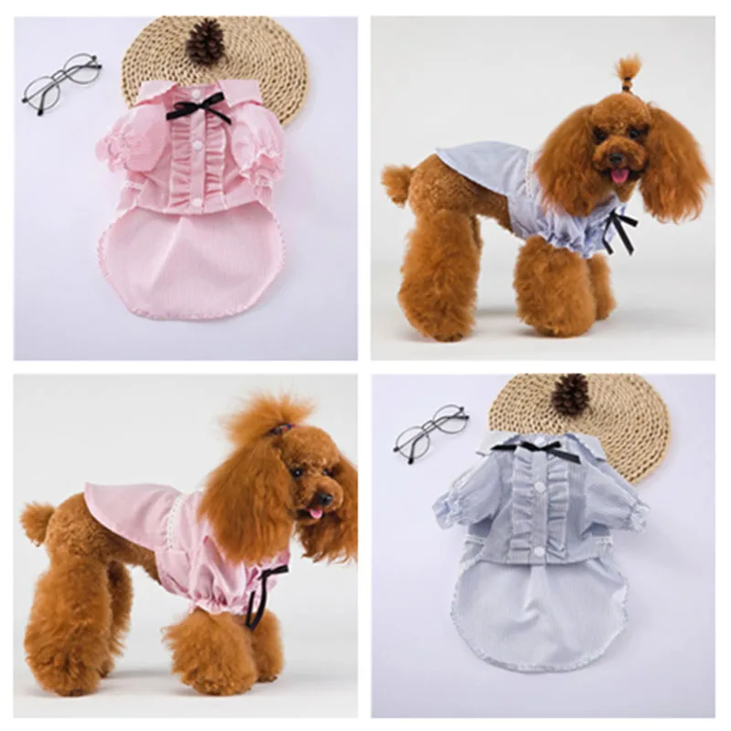 

Pet Striped Shirt Cotton Dog Clothing Fashion Pets Princess Dress Small Cute Cat Casual ApparelÂ Clothes Dog Shirt Puppy Costume