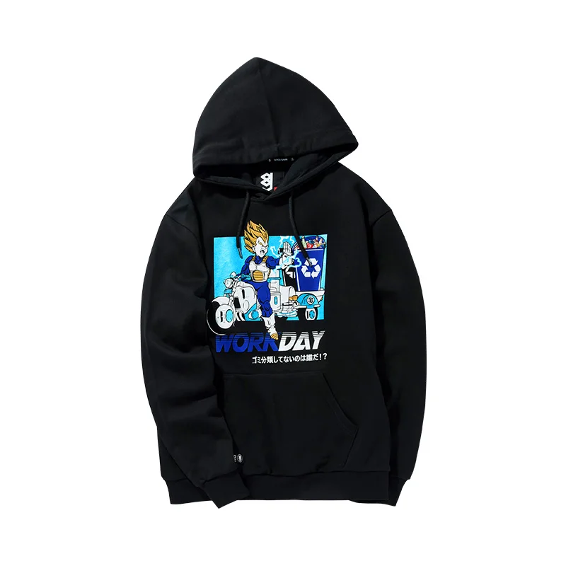 Black TEE7 человек длинный рукав свитер толстовка с капюшоном Dragon Ball Veget Креативный дизайн хлопок печатных мужской блузер верхняя одежда на молнии - Color: Black