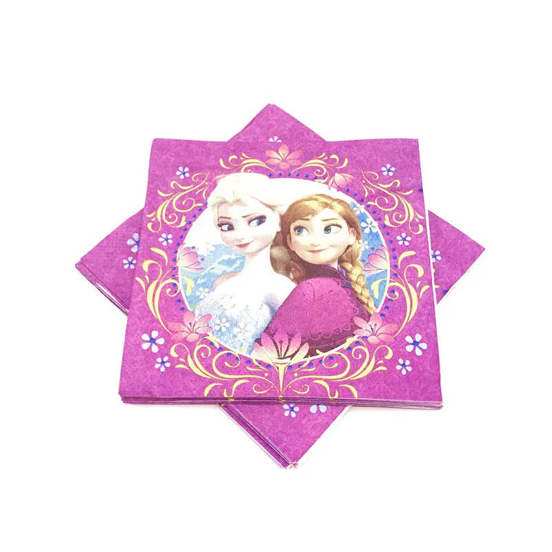 Napkin-16Pcs 180*130 см вечерние скатерти с изображением Эльзы и Анны из мультфильма «Холодное сердце» для вечеринки в честь Дня Рождения - Color: Napkin-16Pcs