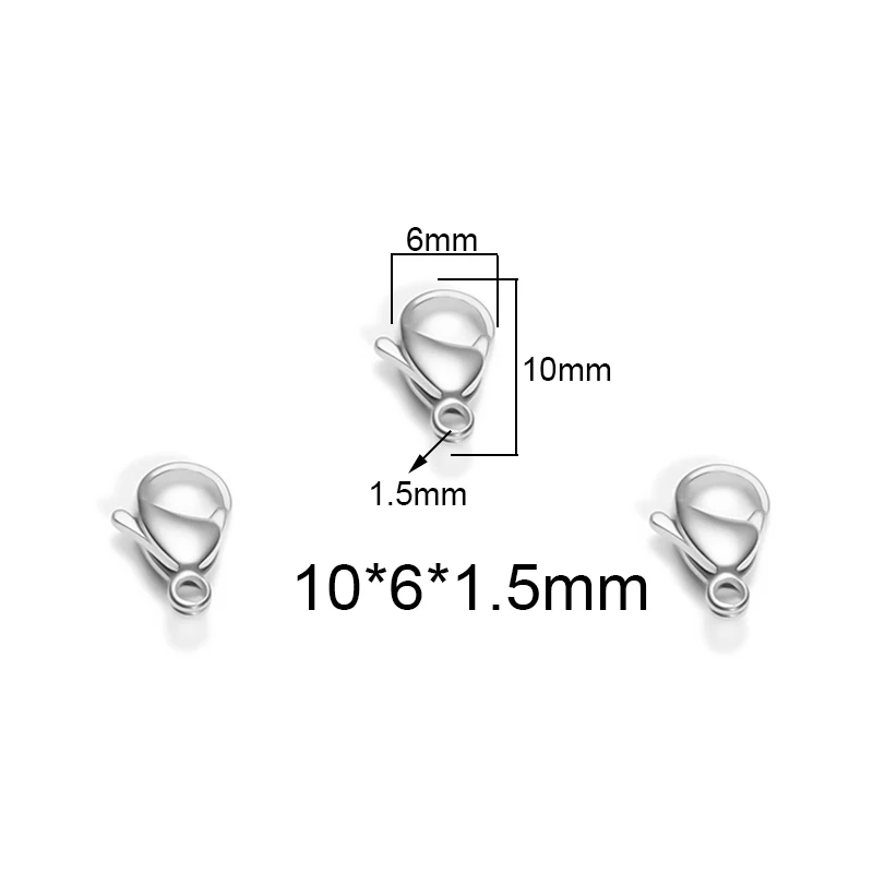 10mm Semitree 50 шт./лот Нержавеющая сталь 9/10/11/12/13/15 мм застежками Крючки Разъем для DIY ювелирных изделий поставки материалов - Цвет: 10mm