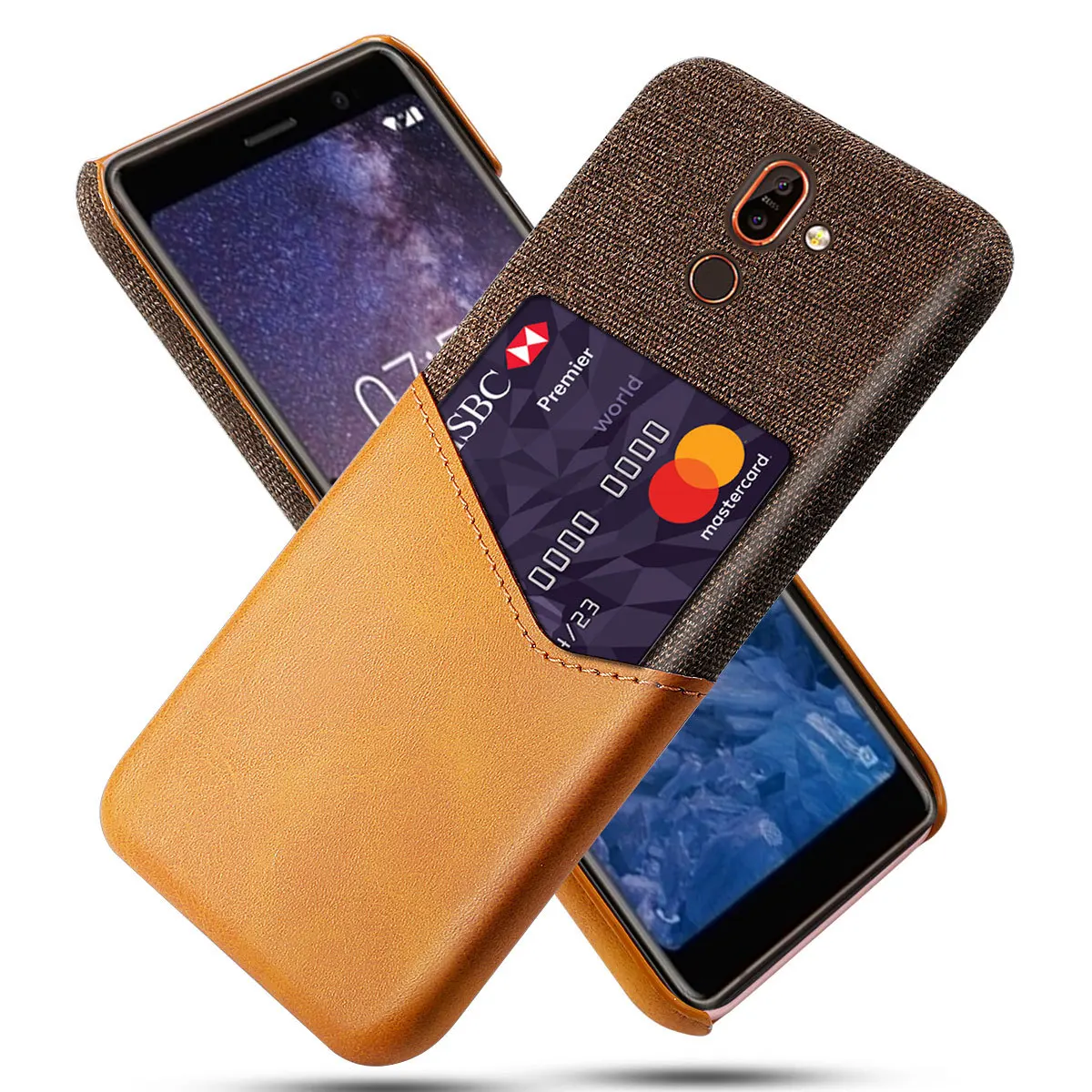 DCK кожаный жесткий тканевый с картой защитный чехол для телефона для Nokia 7 Plus 7,1 Plus задняя крышка