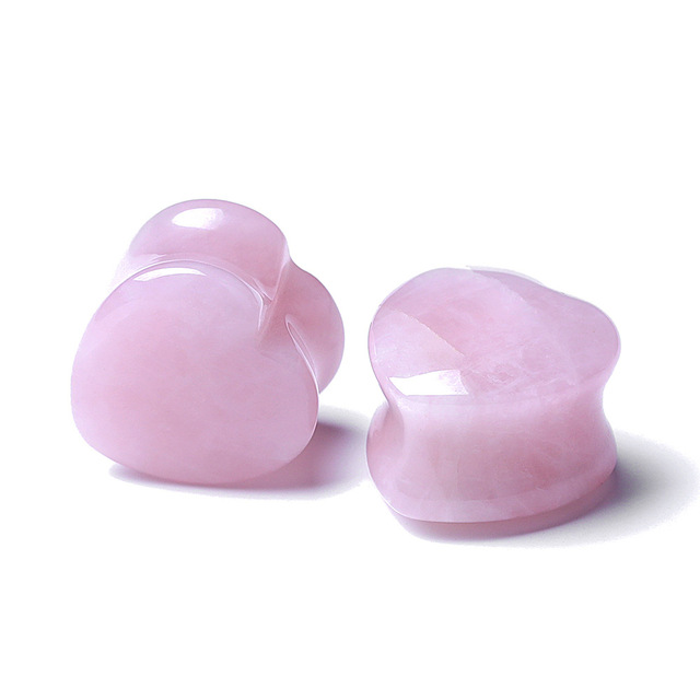 5-22mm Heart Natrue Stone Ear Plugs Gauge Earring Flesh Tunnel Pink Stone Ear Strecher Expander Piercing Oreja Dilataciones