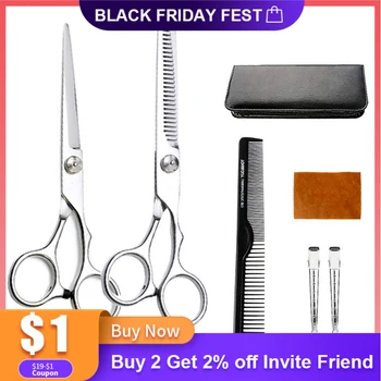 

6 In1 professional Hairdressing Scissors 6 inch Hair Cutting Salon Scissor Makas Barber Shears hairdresser Scissors Set of Tools
