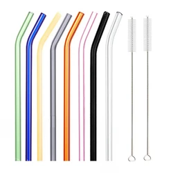 Eco-Friendly Multi-Color Glass Straws Set - Reusable and Healthy Drinking Straws (8pcs Bent Mixed)