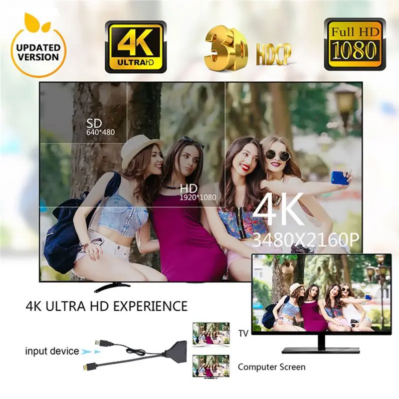 HDMI 2,0 двойной 4K X 2K 1 в 2 Выход HDMI штекер 2 HDMI Женский UHD адаптер конвертер сплиттер кабеля кабель