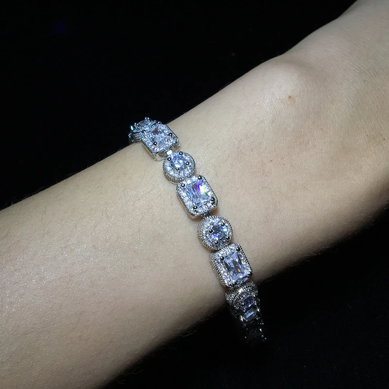 Хип хоп 8 мм Bling квадратный Iced Out кубический цирконий браслет геометрический квадратный AAA CZ камень теннисная цепочка браслеты для мужчин и женщин ювелирные изделия